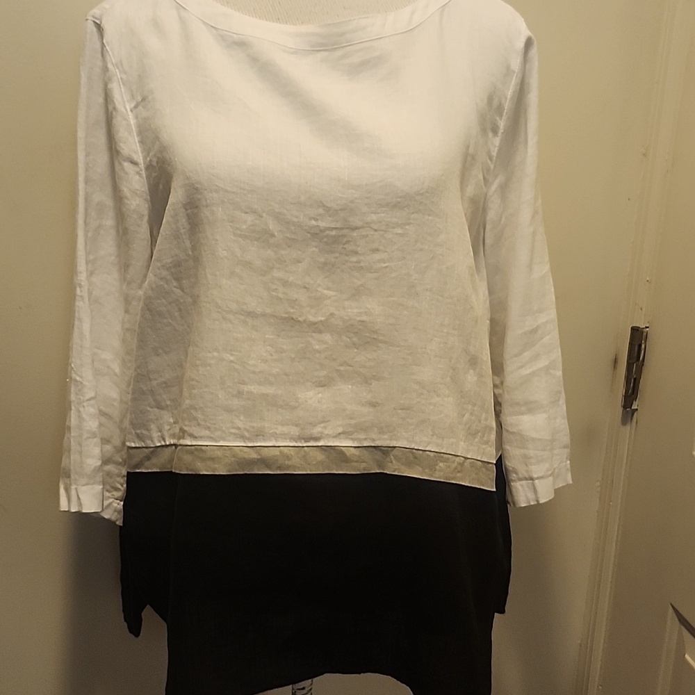 J. Jill Color Block Love Linen Top Large
